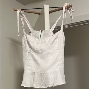 Reformation White Kassi Linen Top